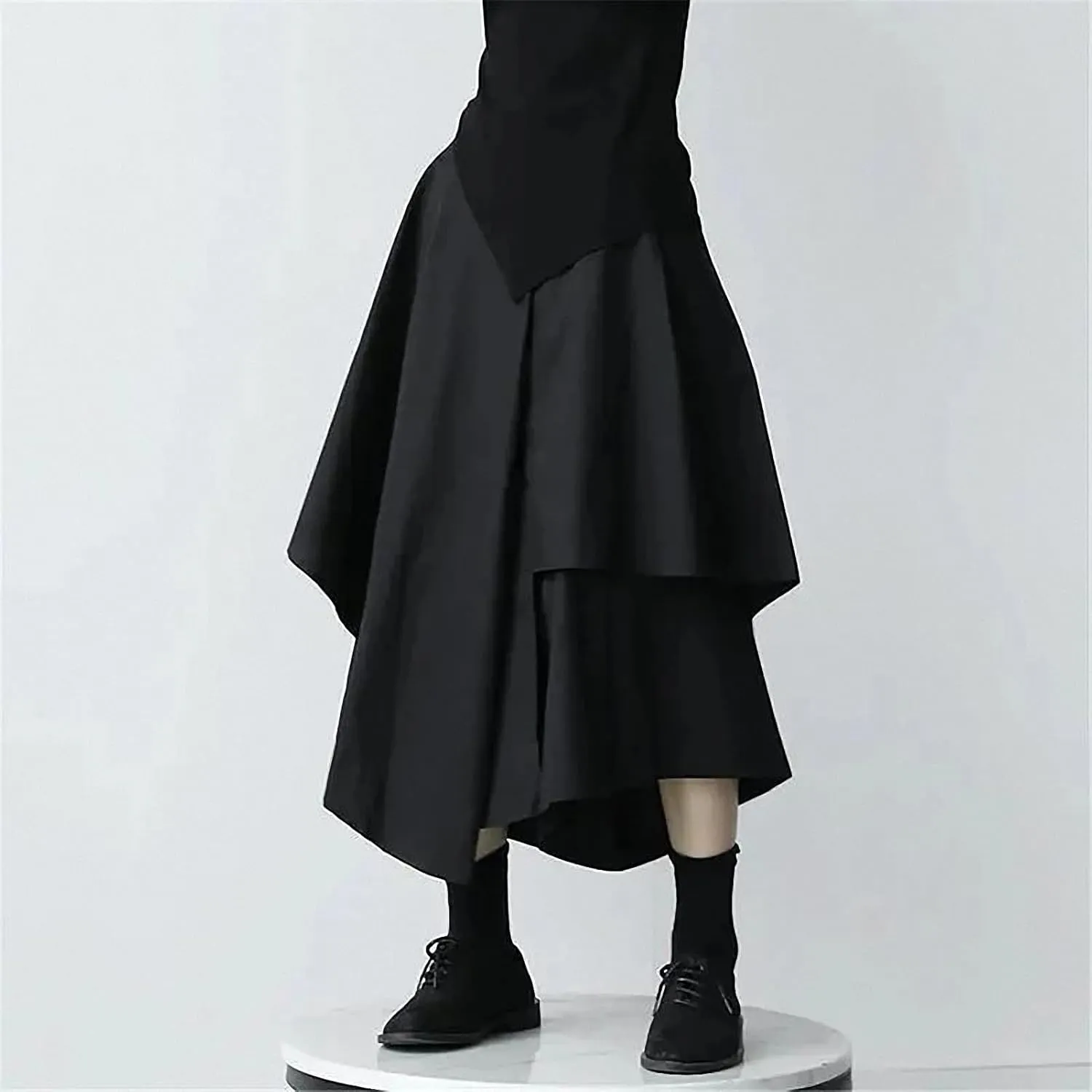 Gothic Irregular Skirts Women Y2K High Waist Cargo Midi Skirt Harajuku Vintage Punk Pleated Casual A Line Skirt