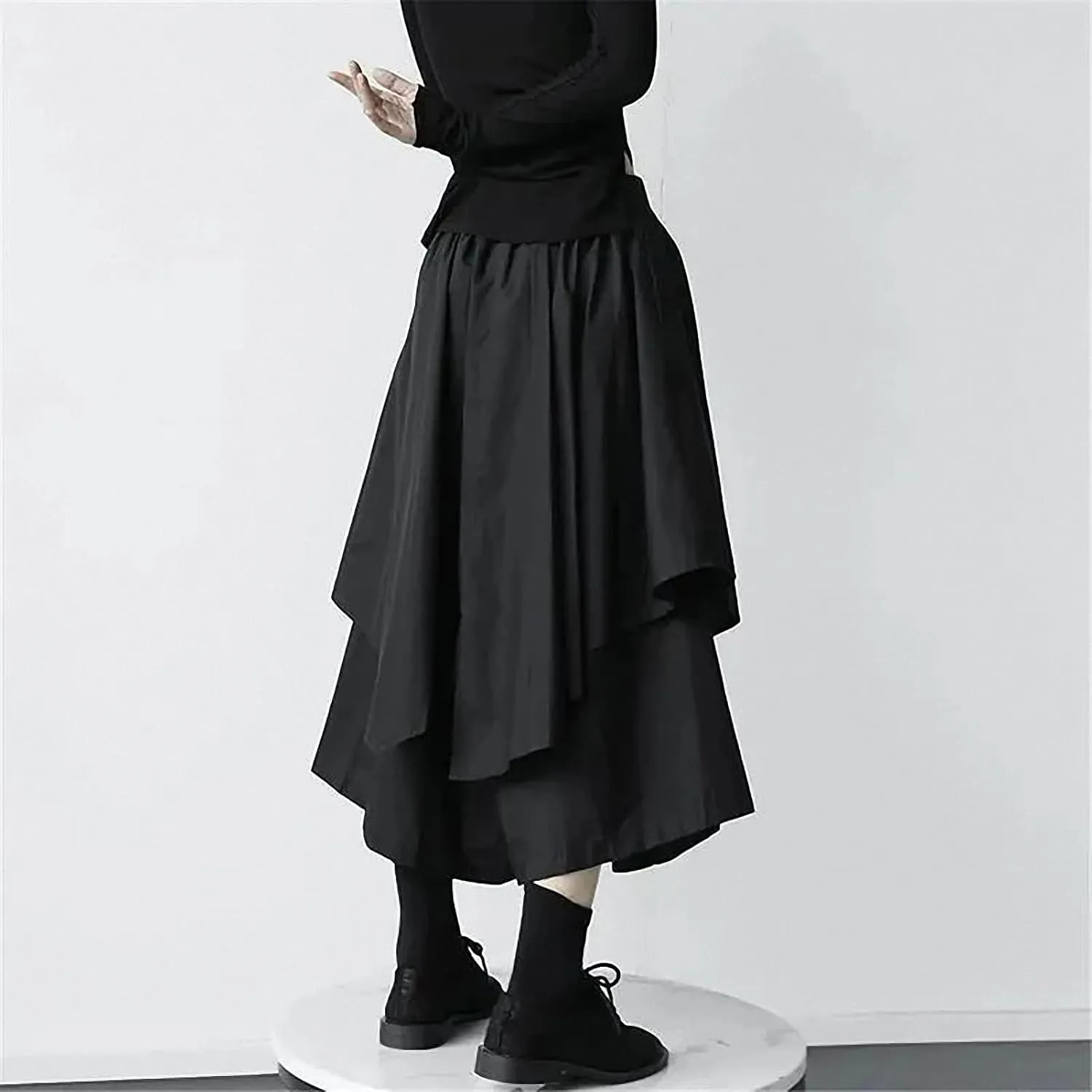 Gothic Irregular Skirts Women Y2K High Waist Cargo Midi Skirt Harajuku Vintage Punk Pleated Casual A Line Skirt