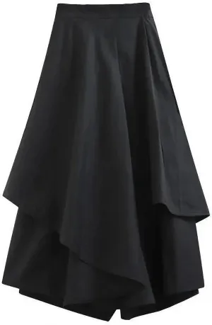 Gothic Irregular Skirts Women Y2K High Waist Cargo Midi Skirt Harajuku Vintage Punk Pleated Casual A Line Skirt