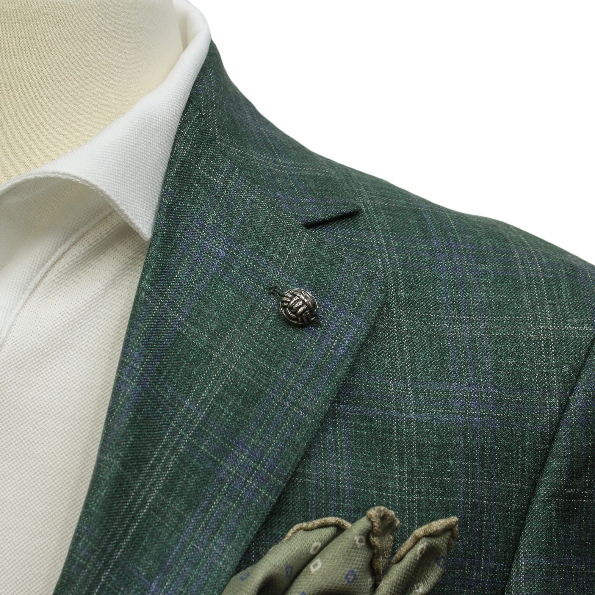 Green Check Wool-Silk-Linen Montana Contemporary Fit Sport Jacket - Jack Victor