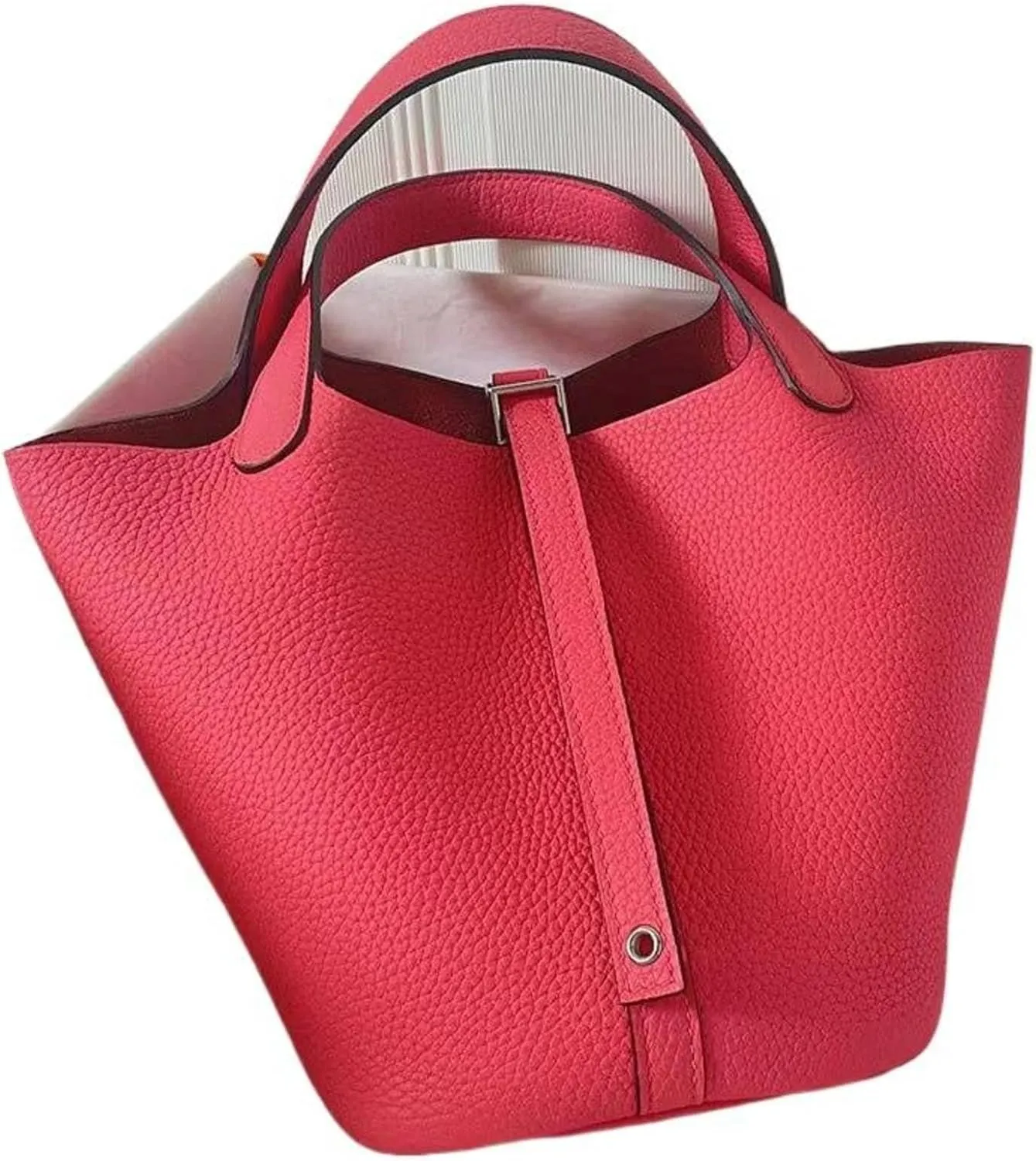 Handheld Women's Bag, Vegetable Basket, Cowhide, Handmade Wax Thread, Water Bucket Bag