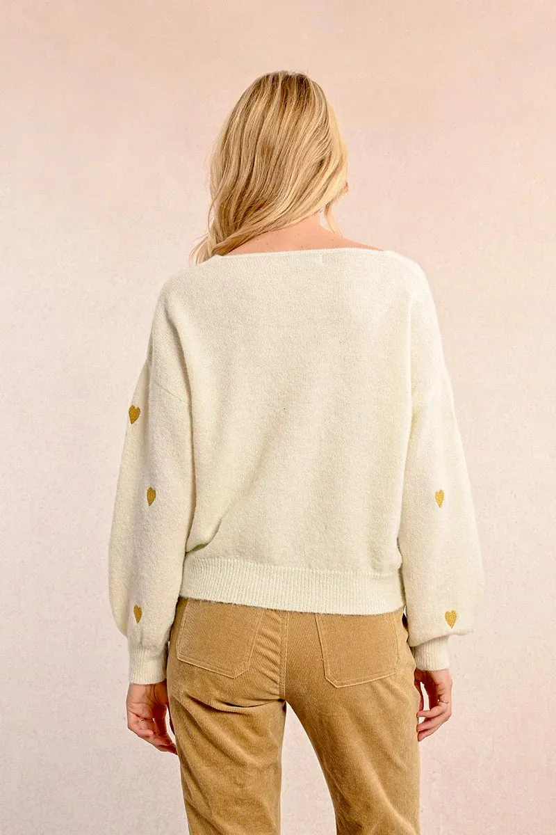 Heart Pattern Sweater - Off White