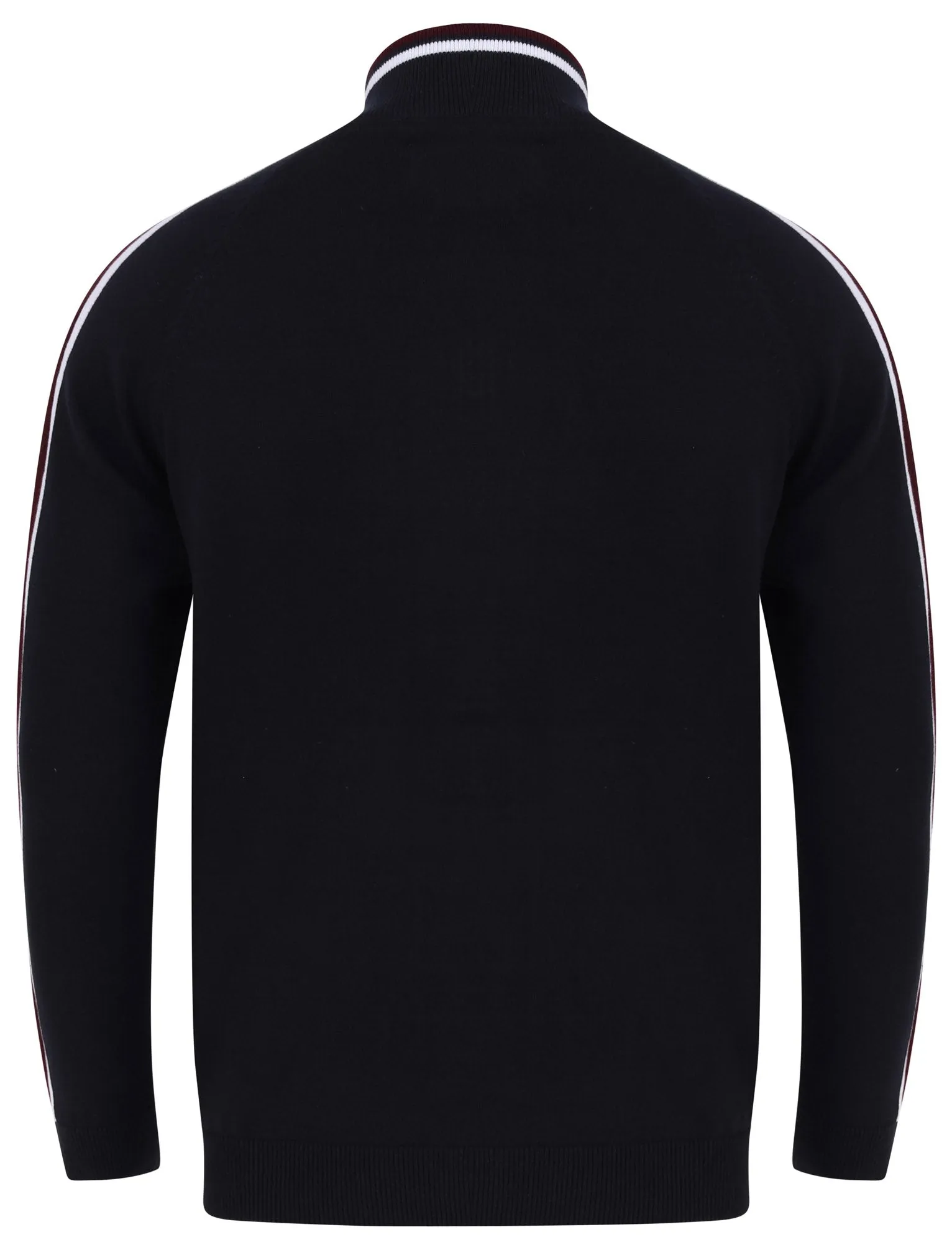 Hemmings Zip Up Funnel Neck Cardigan with Stripes in Sky Captain Navy - Le Shark