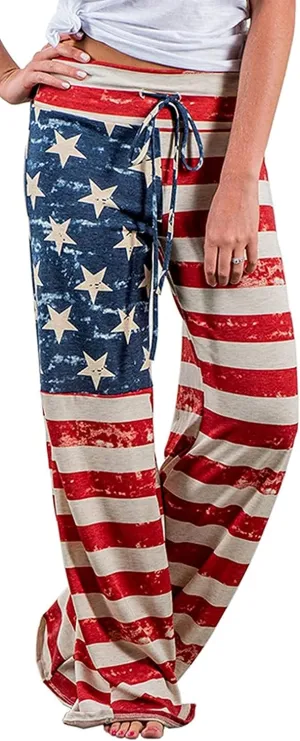 iniber Women's Comfy Pajama Pants Casual Lounge Pant Wide Leg Palazzo Stretch Drawstring Bottoms