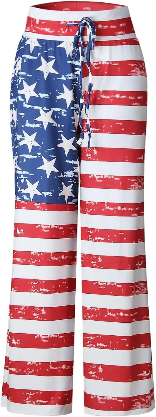 iniber Women's Comfy Pajama Pants Casual Lounge Pant Wide Leg Palazzo Stretch Drawstring Bottoms