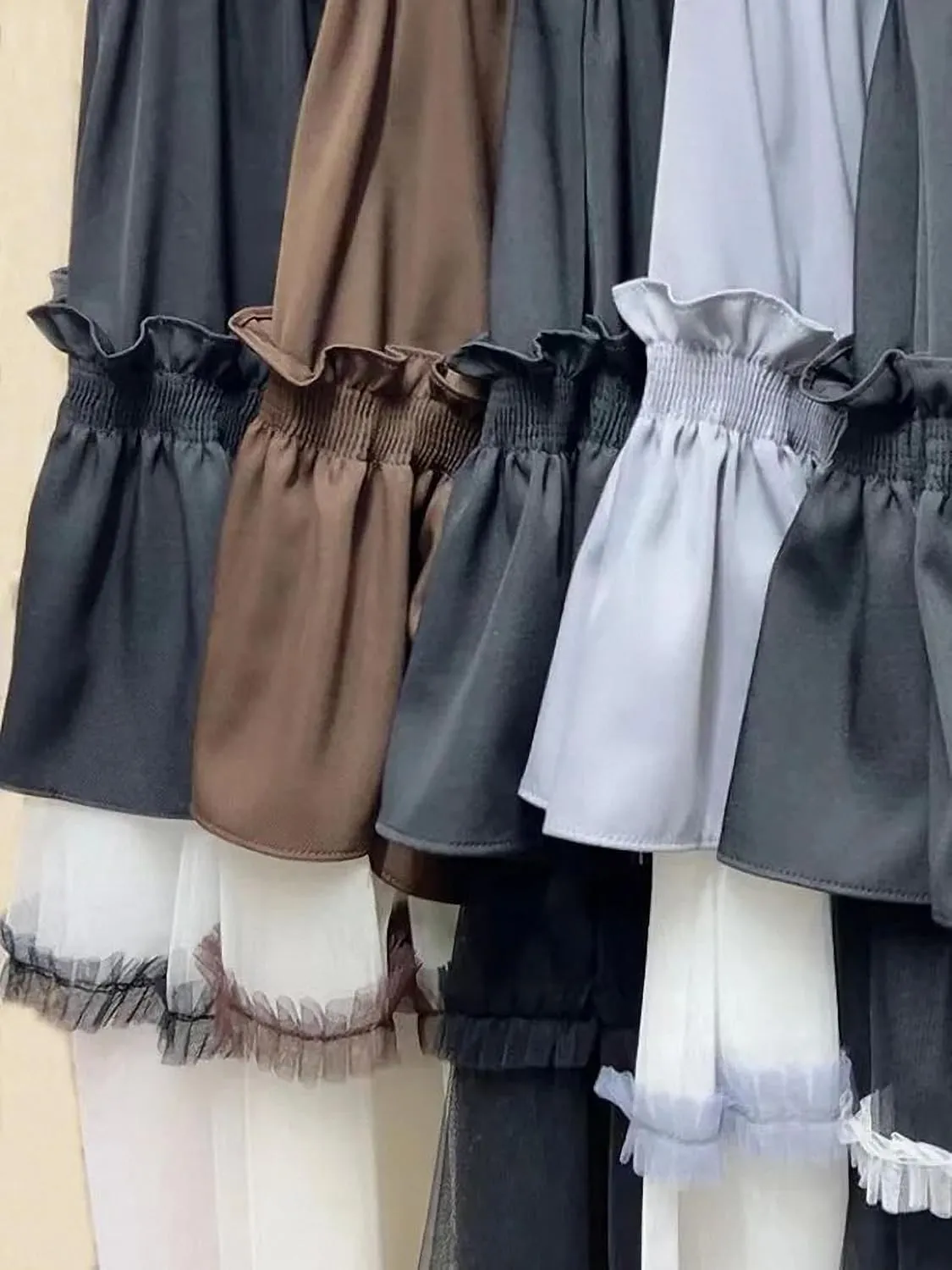 Irregularity Tulle Patchwork Kawaii Midi Long Skirt Women Multi Layer Ruffle Goth High Waist Lolita Pleated Skirt