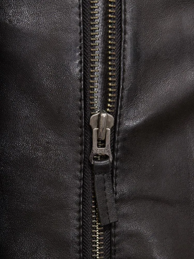 Jami Black Hooded Leather Jacket for Men