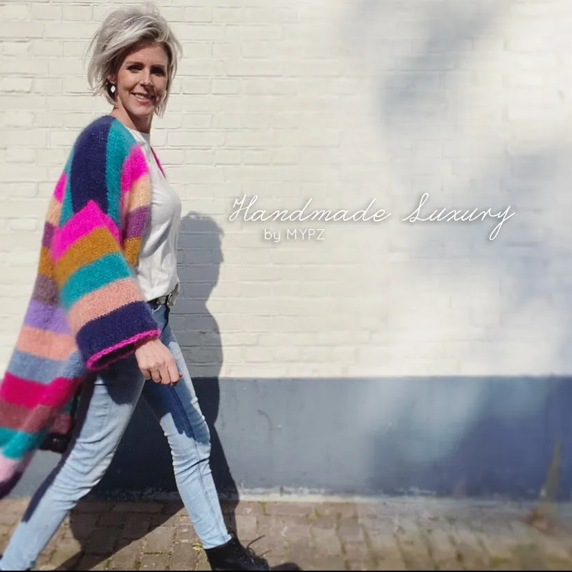 Knitting Kit – MYPZ Half Long Striped Mohair Cardigan River No.6 (ENG-NL)