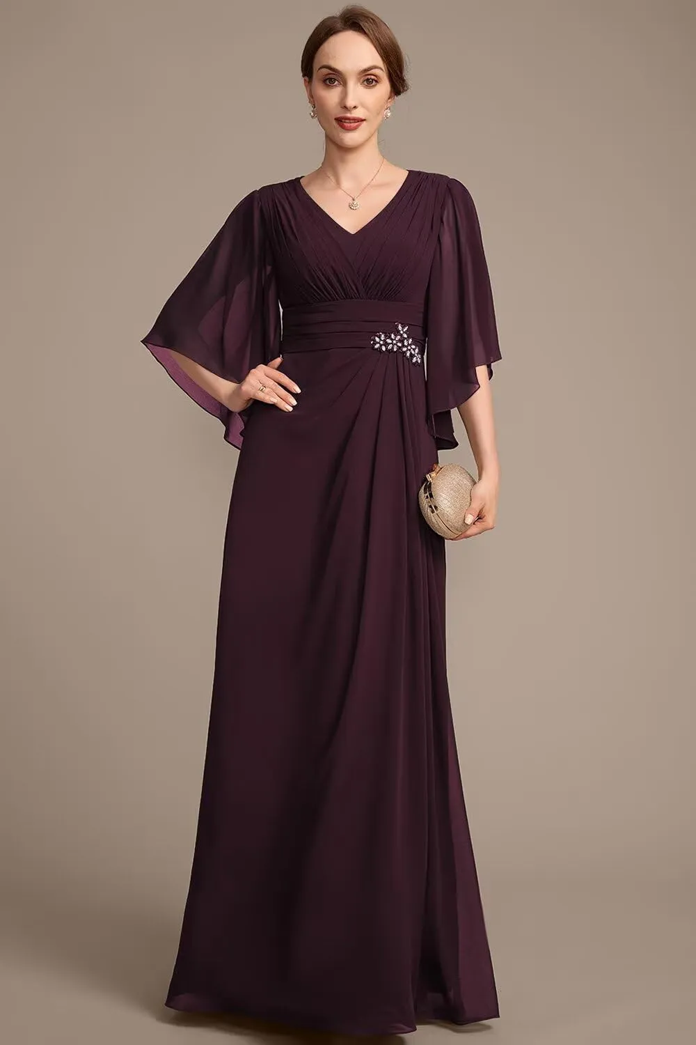 Lace Appliques Mother of The Bride Dresses 2025 Chiffon Half Sleeve Formal Dresses A Line Prom Gowns XOD0468