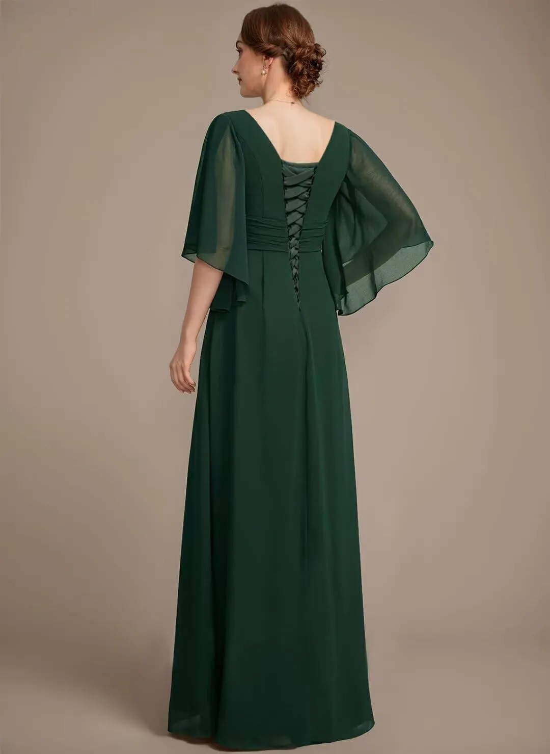 Lace Appliques Mother of The Bride Dresses 2025 Chiffon Half Sleeve Formal Dresses A Line Prom Gowns XOD0468