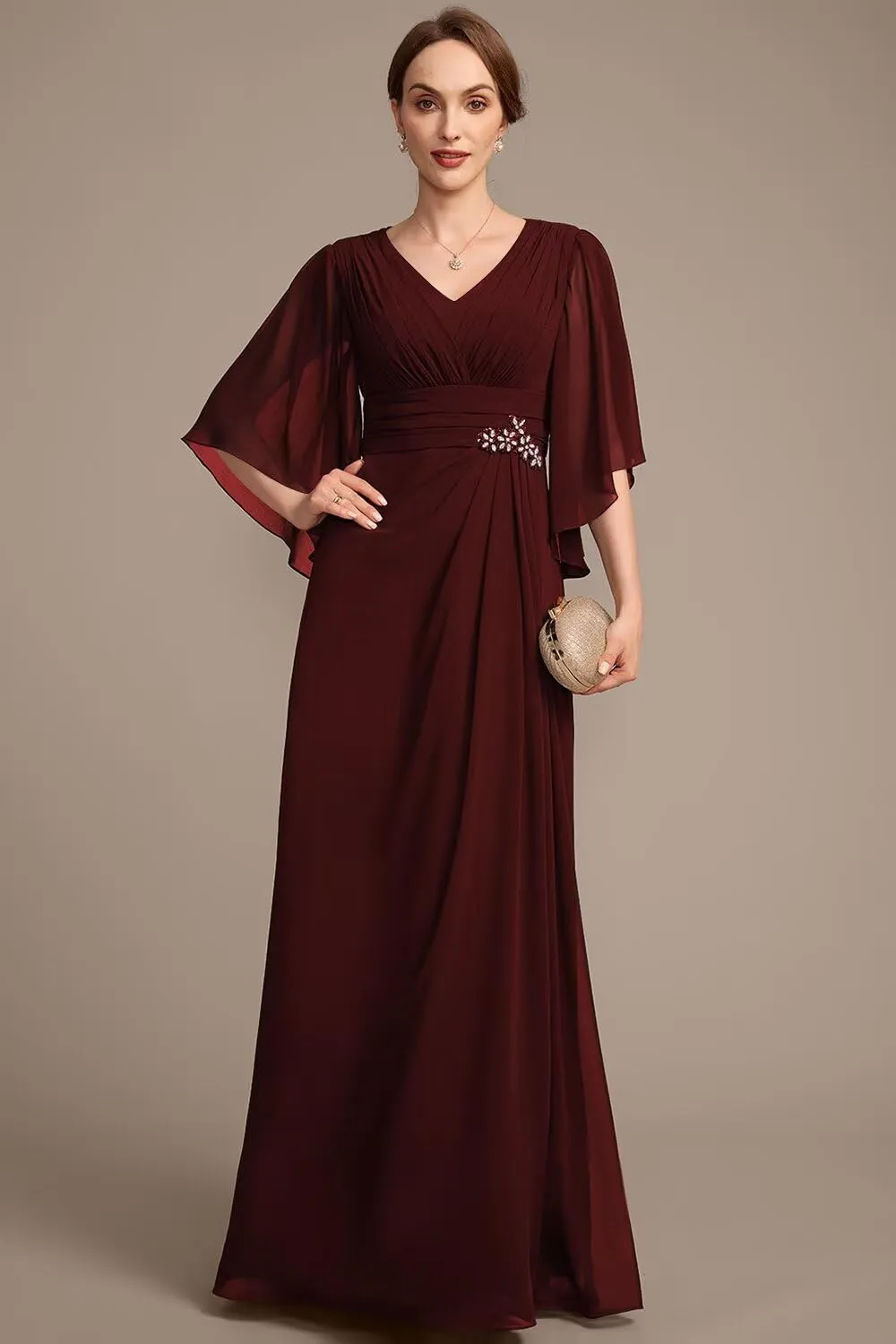 Lace Appliques Mother of The Bride Dresses 2025 Chiffon Half Sleeve Formal Dresses A Line Prom Gowns XOD0468