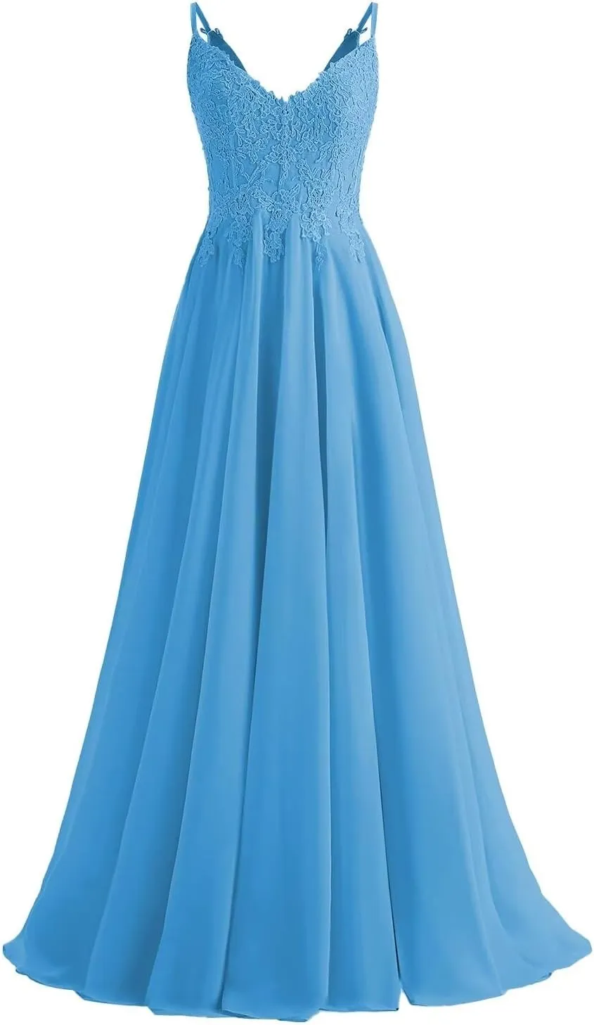 Lace Bridesmaid Dresses for Wedding with Slit Spaghetti Straps Chiffon Aline Formal Evening Party Gowns