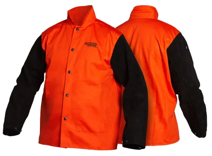 Lincoln Bright FR Cloth Welding Jacket w/ Leather Sleeves K4690