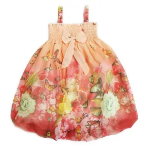 Little Girls Coral Butterfly Straps Bow Chiffon Baby Doll Dress 24M-8