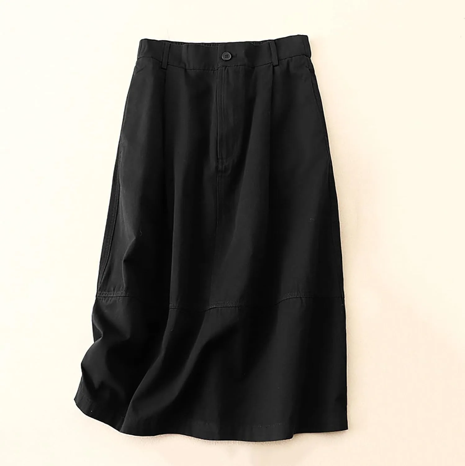 Lmdudan Women Cotton Linen Skirts 2025 Spring Summer A Line Midi Skirt with Pockets High Waist Casual Baggy Flowy Swing Skirt
