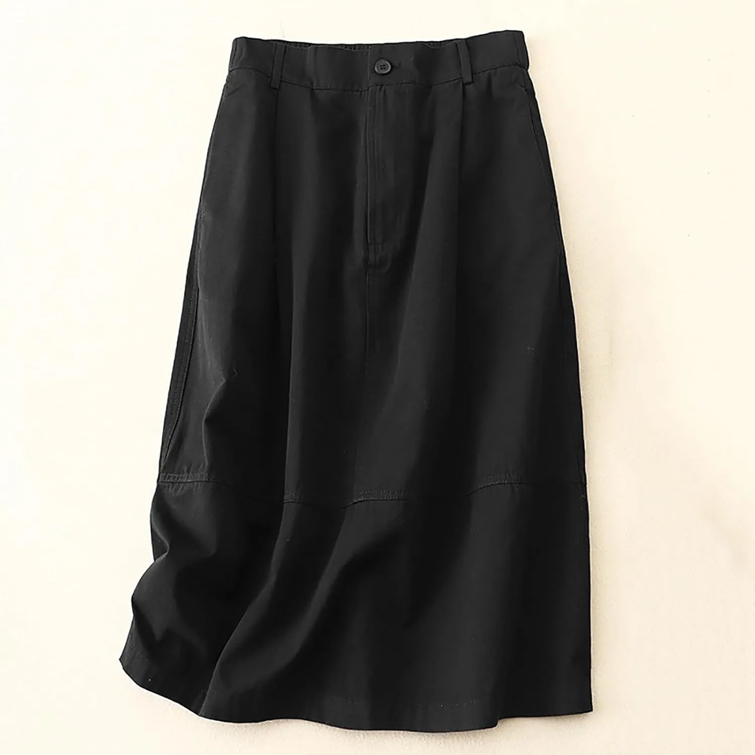 Lmdudan Women Cotton Linen Skirts 2025 Spring Summer A Line Midi Skirt with Pockets High Waist Casual Baggy Flowy Swing Skirt