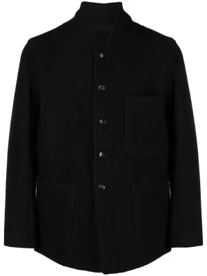 long-sleeve single-breasted wool jacket