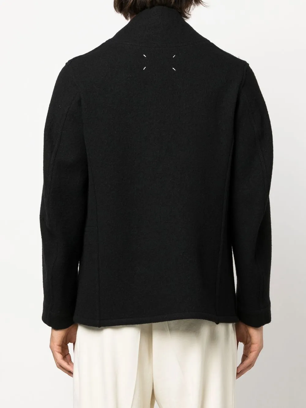 long-sleeve single-breasted wool jacket