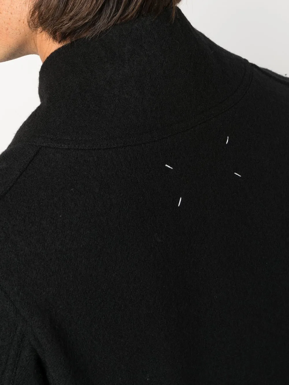 long-sleeve single-breasted wool jacket
