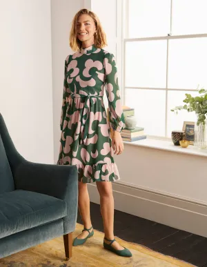 Lottie Belted Dress-Palm Leaf, Dream Cloud