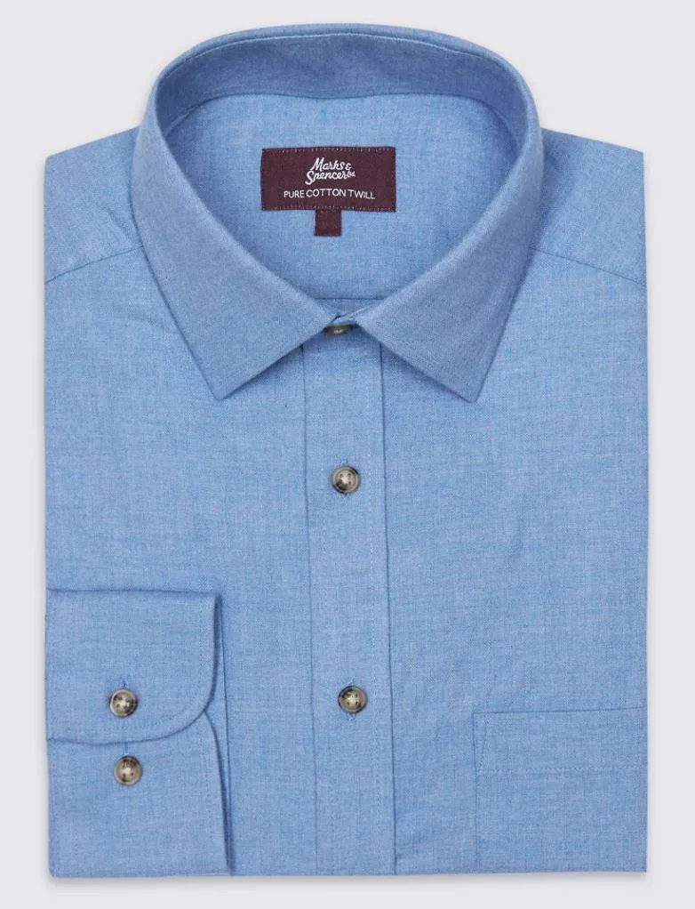 M&S Mens Plain F/S Shirt T11/1750