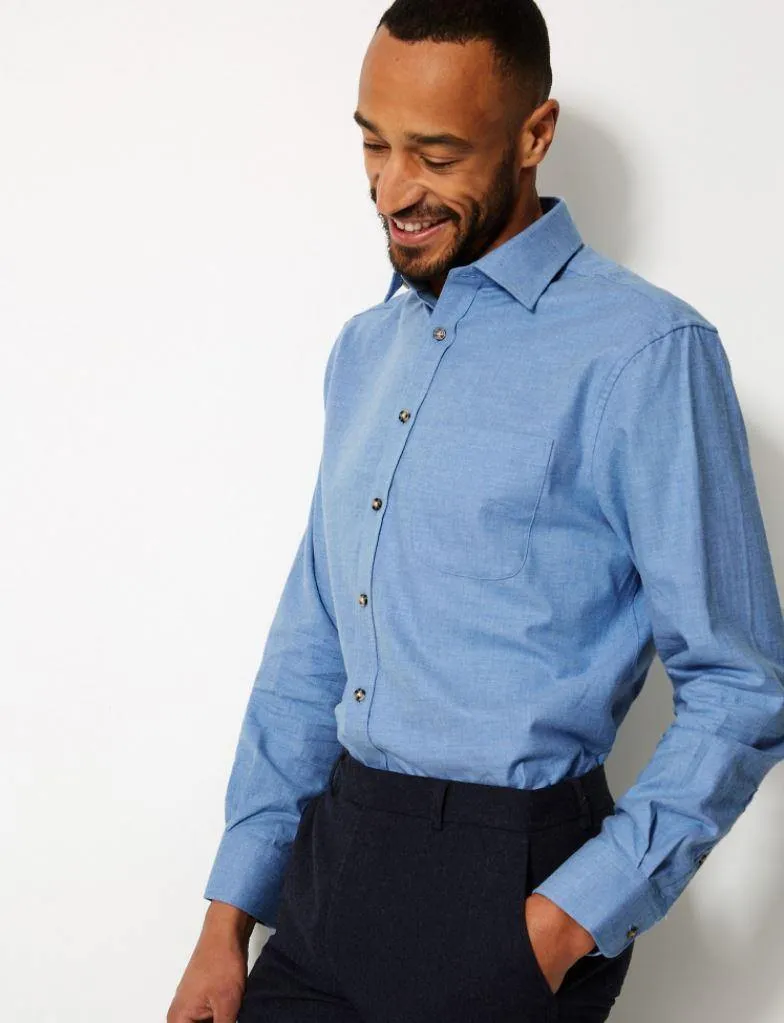 M&S Mens Plain F/S Shirt T11/1750