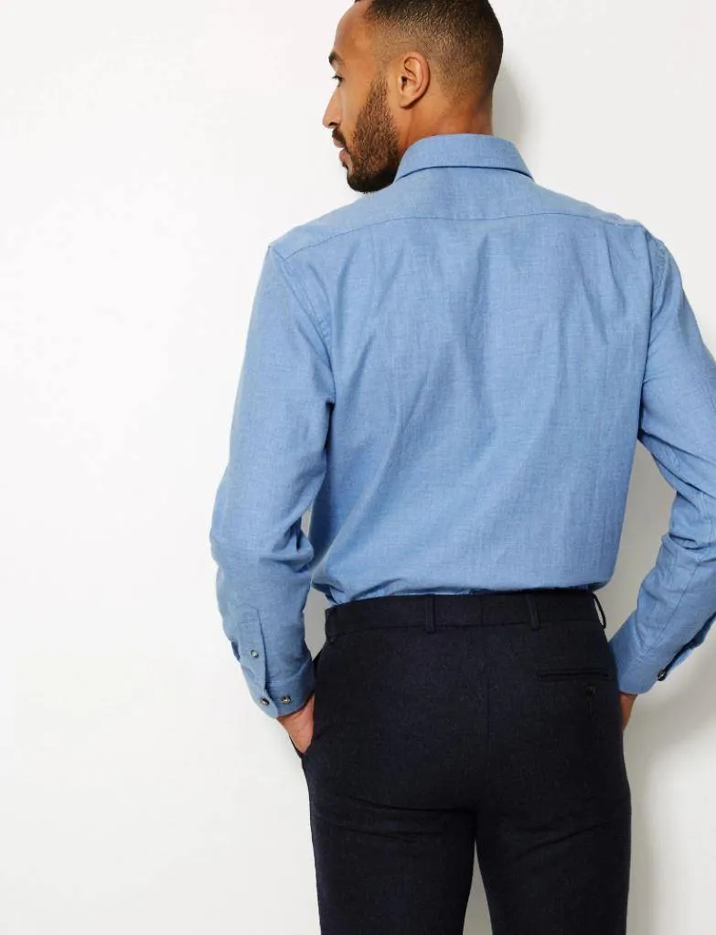 M&S Mens Plain F/S Shirt T11/1750