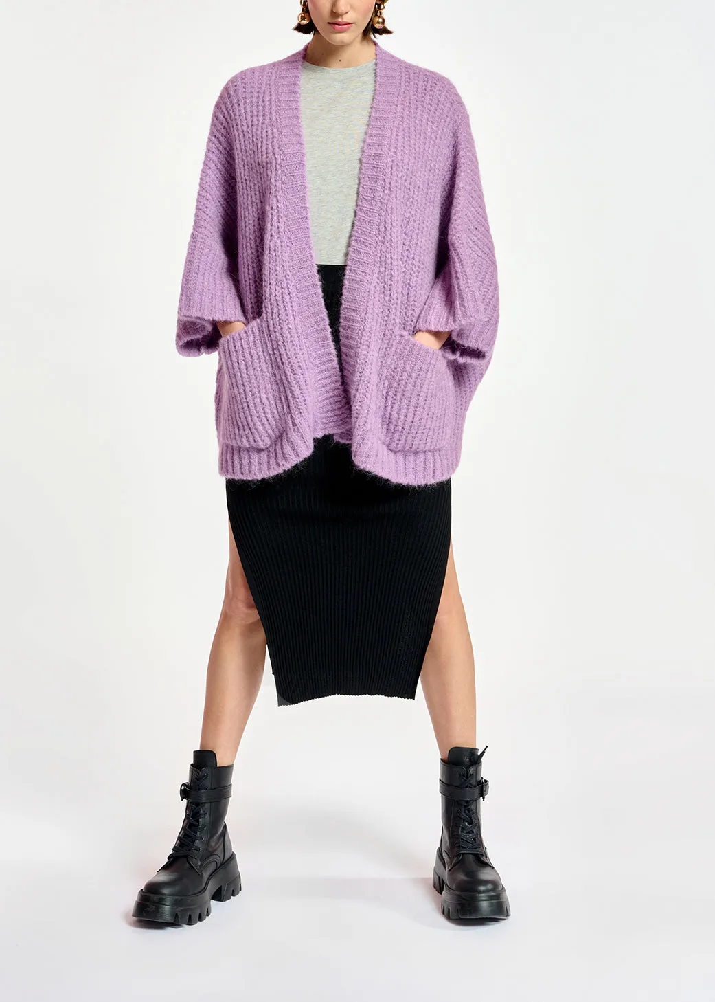 Mauve boxy cut cardigan