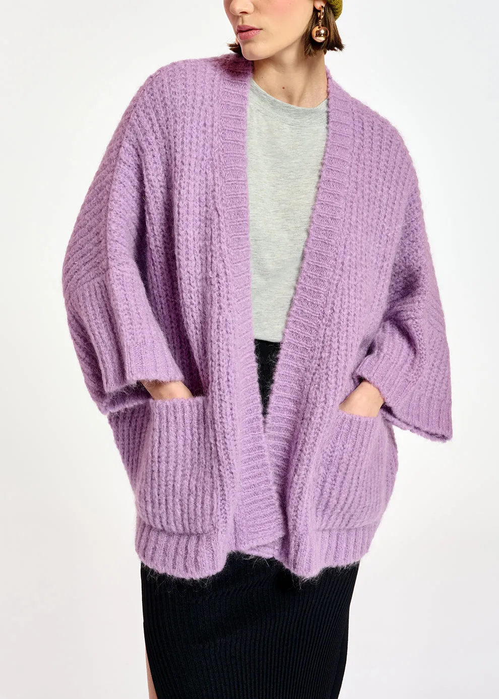 Mauve boxy cut cardigan