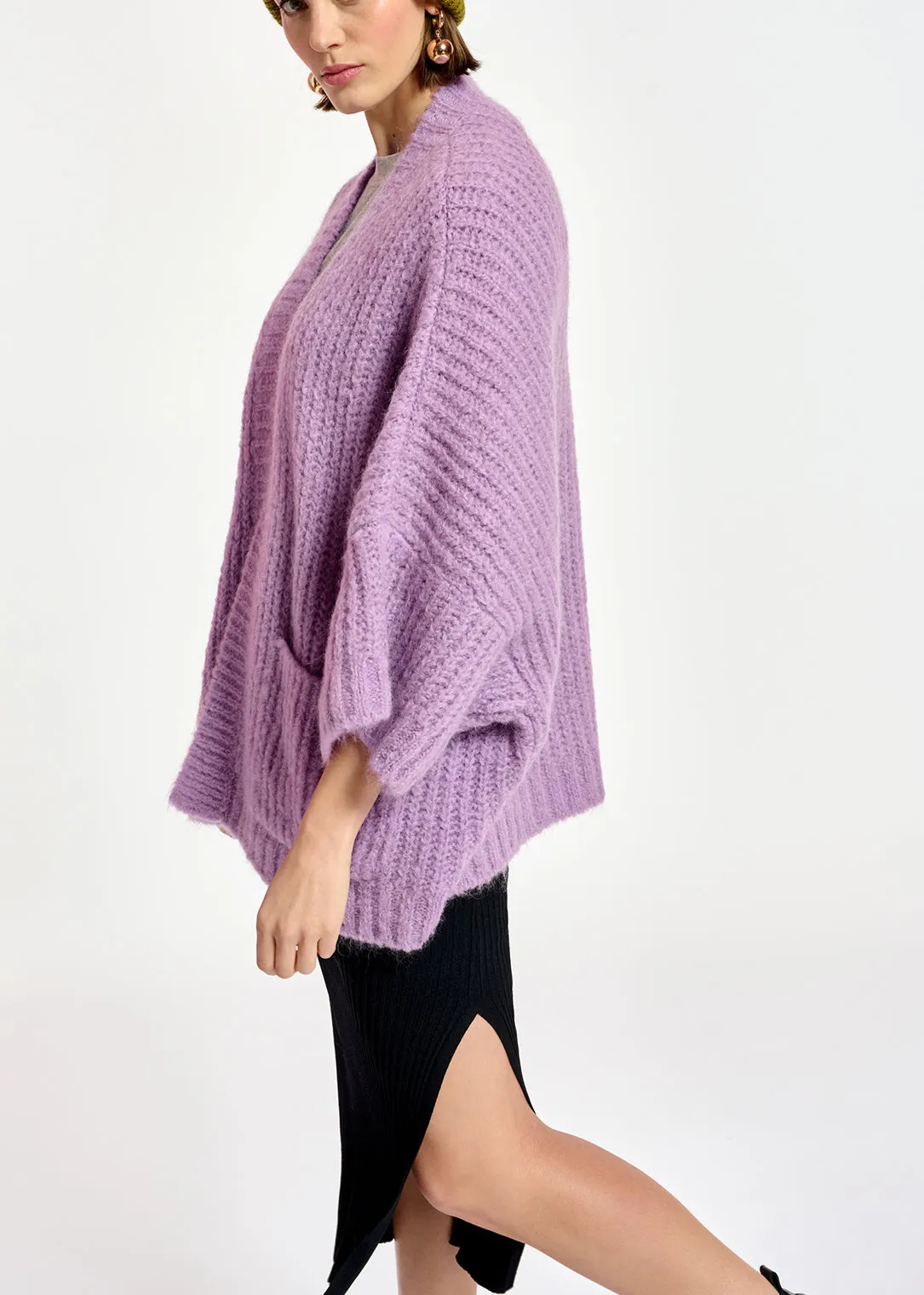 Mauve boxy cut cardigan