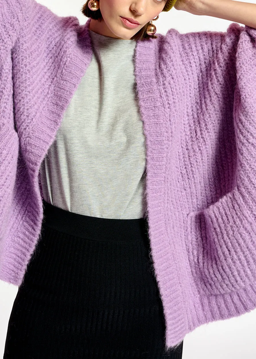 Mauve boxy cut cardigan