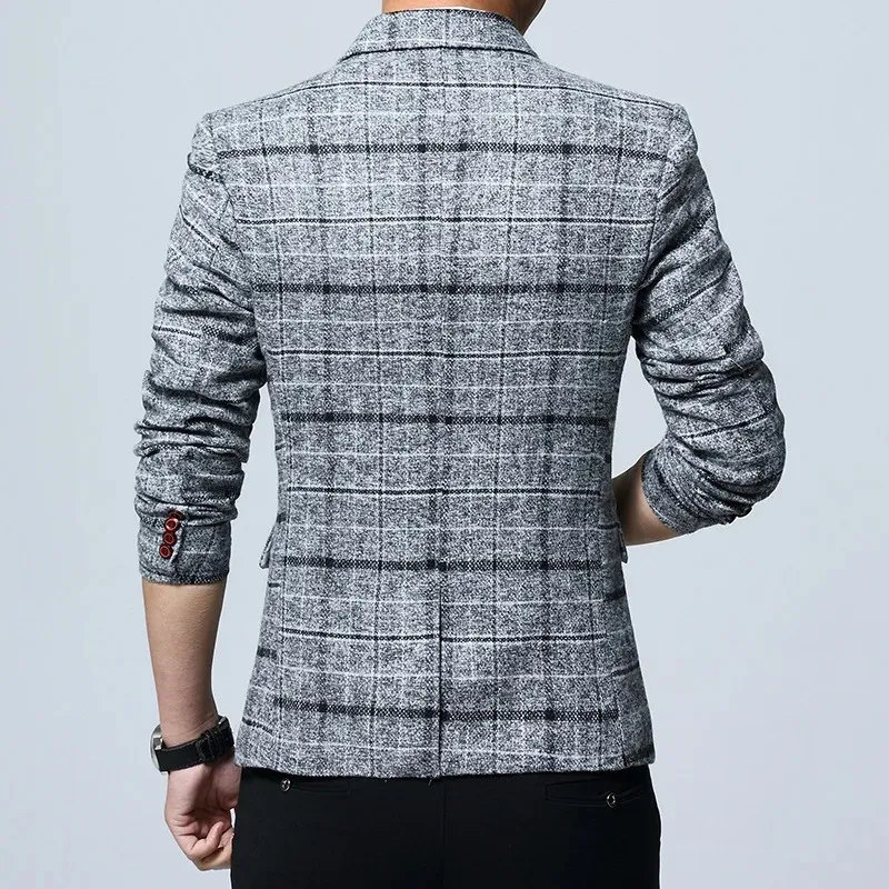 Men's Checked Pattern Slim Fit Blazer | Ideal for All Seasons