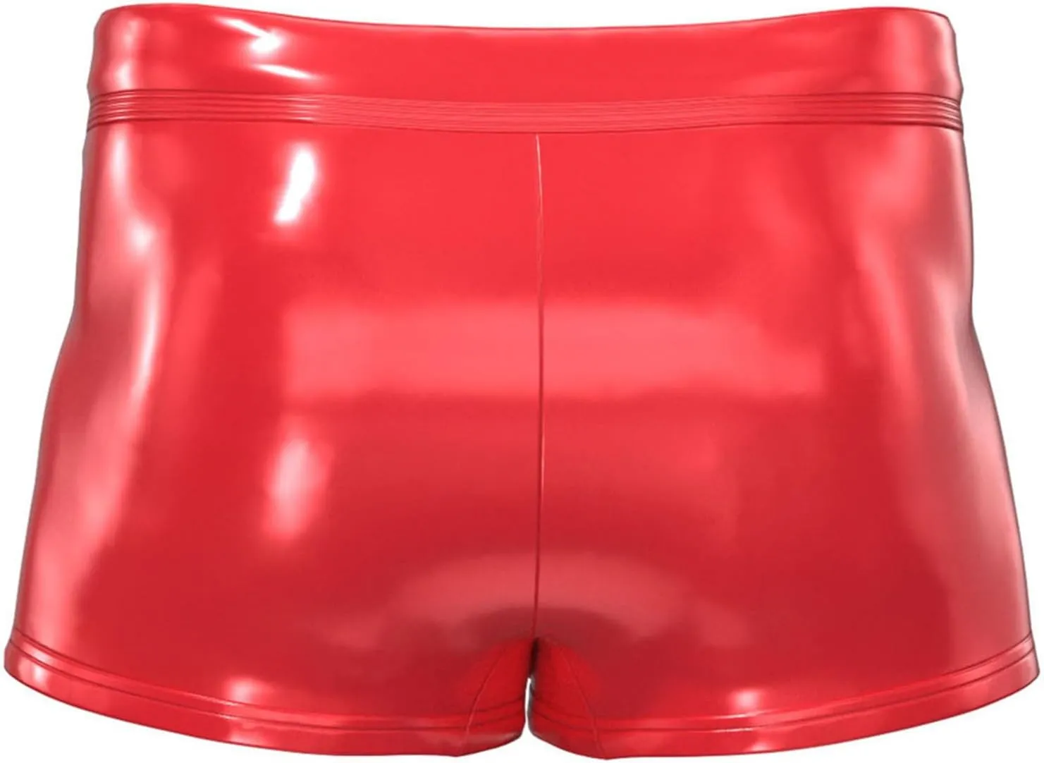 Men's Faux Leather Low Rise Pouch Shorts Swim Trunks Swimsuits Hot Pants Bikini Briefs