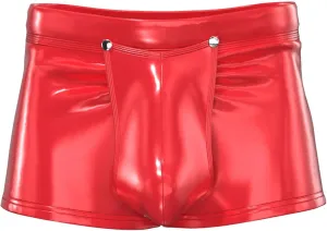 Men's Faux Leather Low Rise Pouch Shorts Swim Trunks Swimsuits Hot Pants Bikini Briefs
