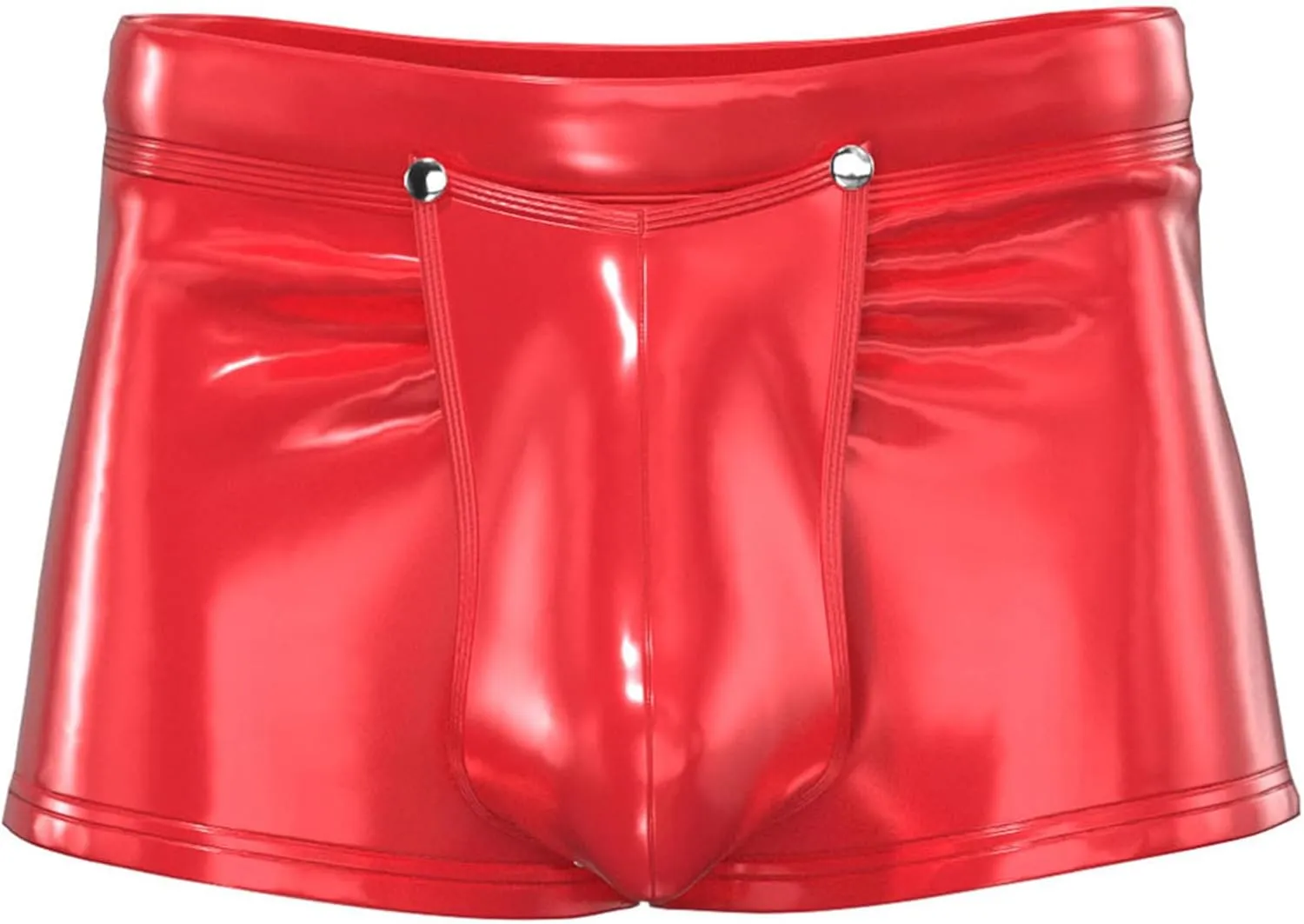 Men's Faux Leather Low Rise Pouch Shorts Swim Trunks Swimsuits Hot Pants Bikini Briefs