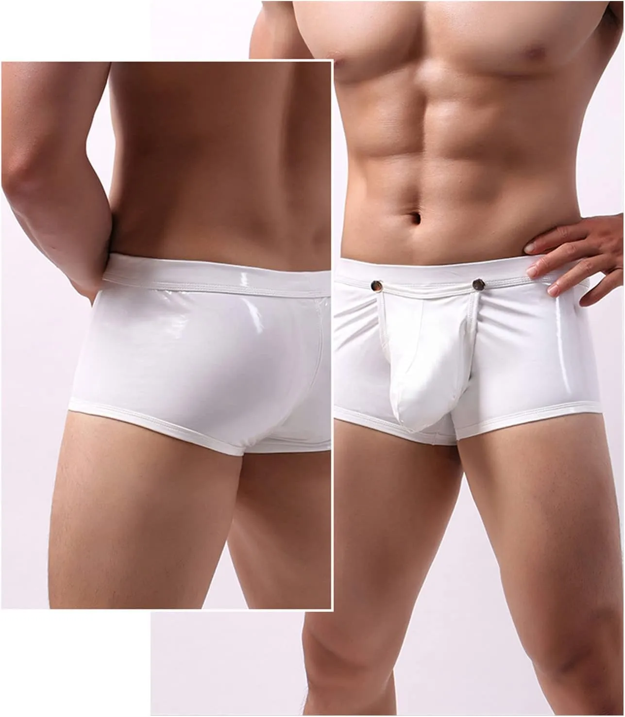 Men's Shiny Metallic Boxer Shorts Low Rise Sexy Briefs Bulge Pouch Trunks Imtation Patent Leather Underwear