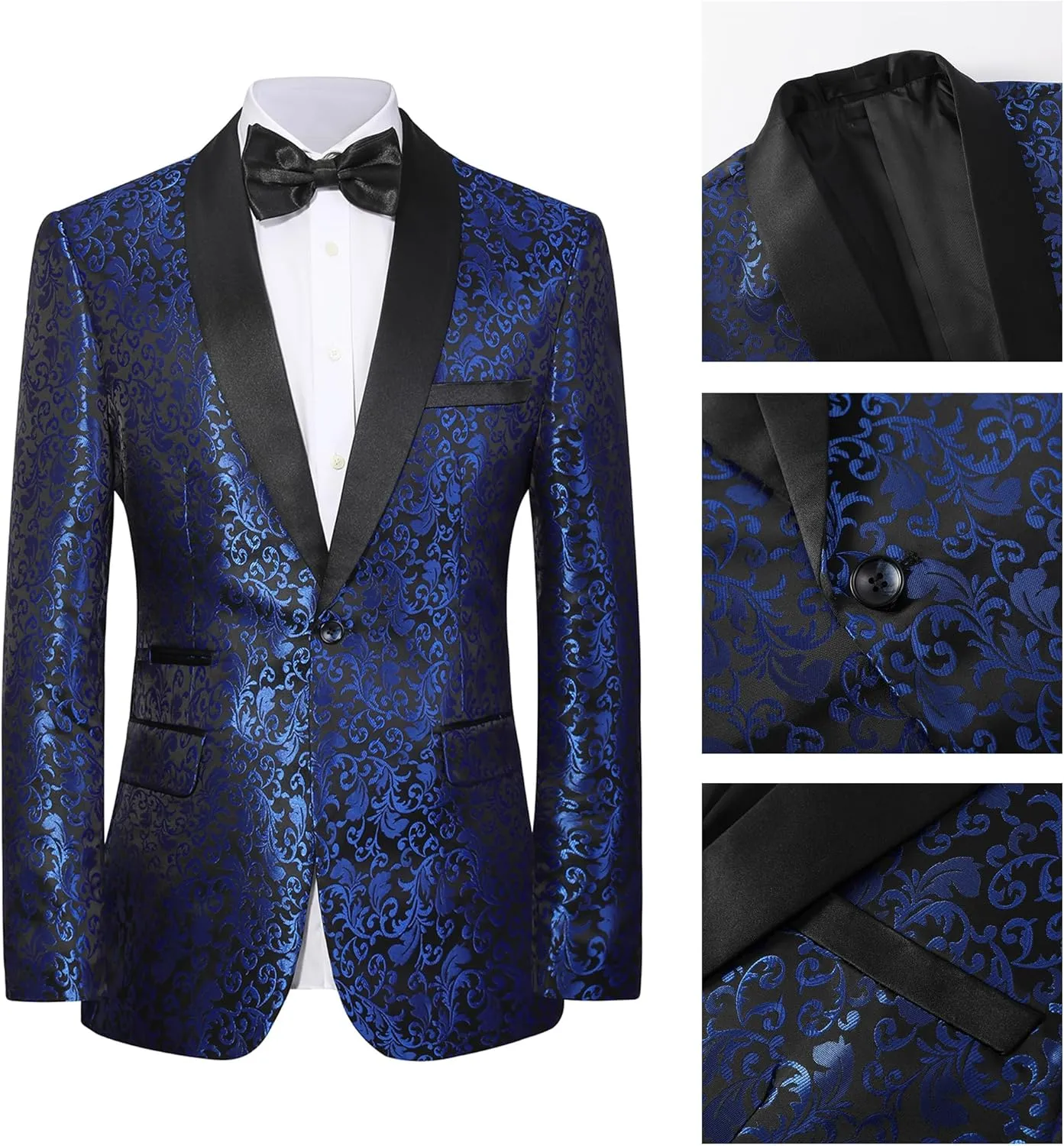 Mens Suit Set 2 Piece Floral Suits for Men Wedding Tuxedo Prom Party Dinner Jacket and Pants