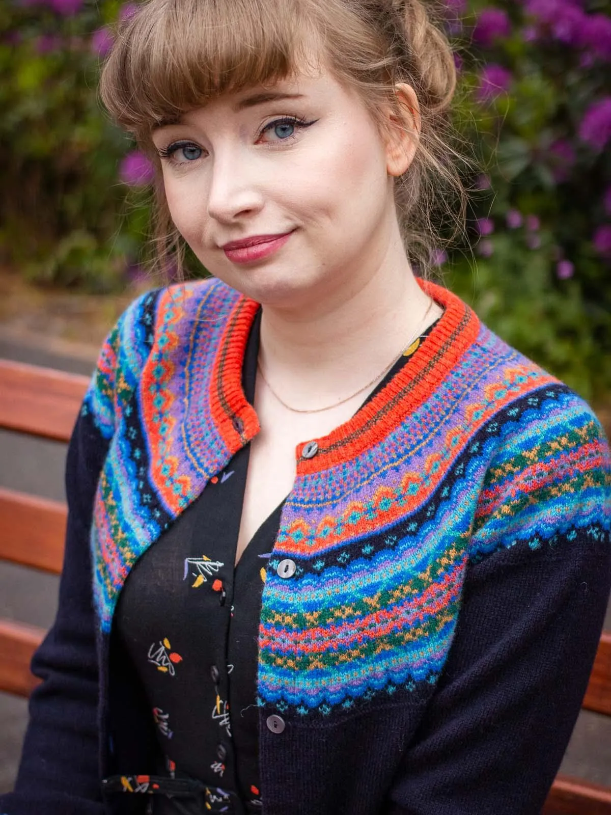 Merino Lambswool Alpine Cardigan in Enchanted Black