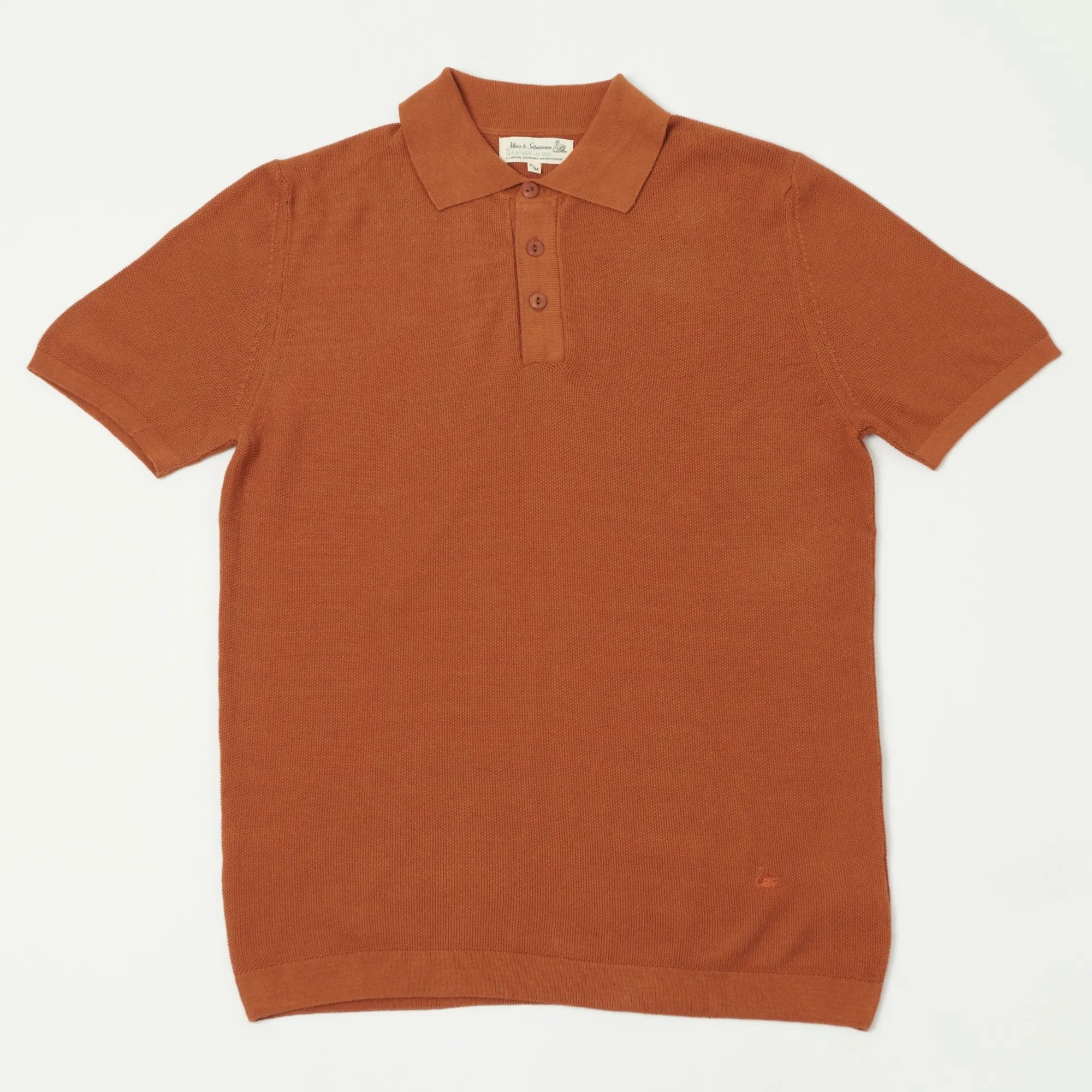 Merz b. Schwanen KPLP02 Plant Based Knitted Polo Shirt - Caramel