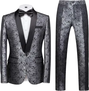 MOGU Mens 2 Piece Suit Slim Fit Shawl Lapel Tuxedo for Daily Business Wedding Party (Suit Jacket   Pants)