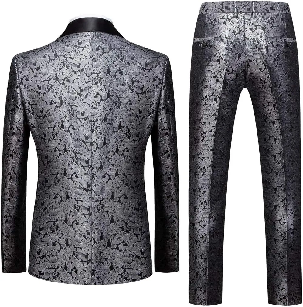 MOGU Mens 2 Piece Suit Slim Fit Shawl Lapel Tuxedo for Daily Business Wedding Party (Suit Jacket   Pants)