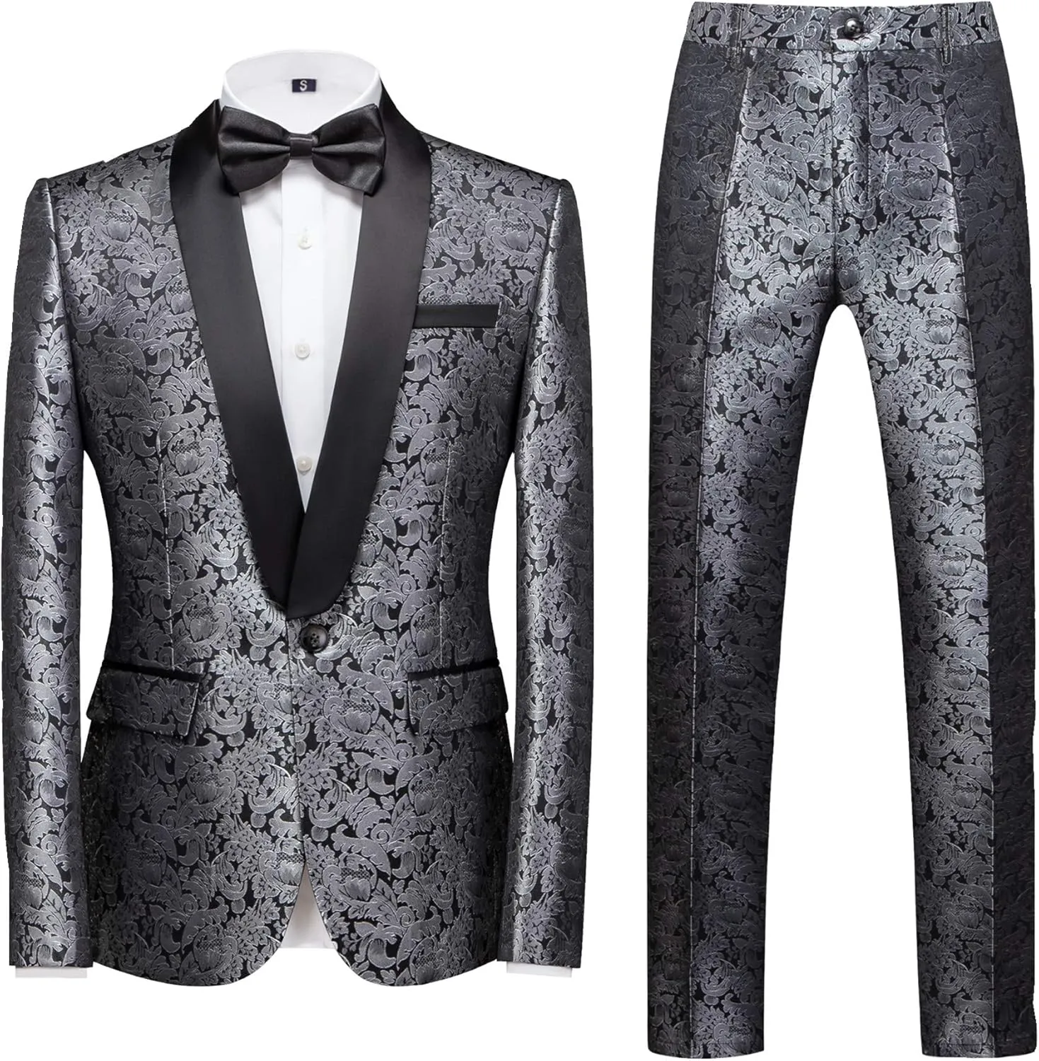 MOGU Mens 2 Piece Suit Slim Fit Shawl Lapel Tuxedo for Daily Business Wedding Party (Suit Jacket   Pants)