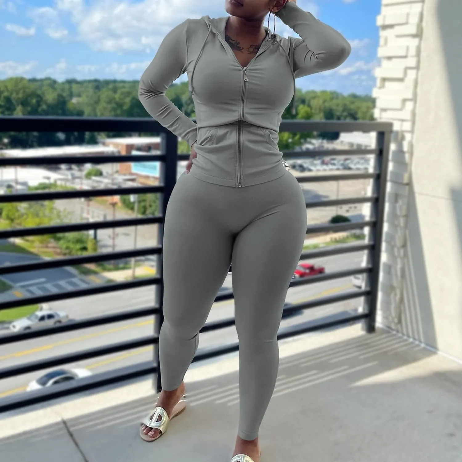 Mrskoala Two Piece Outfits for Women Jogger Sets Workout Sweat Suits Tracksuit Pants Set