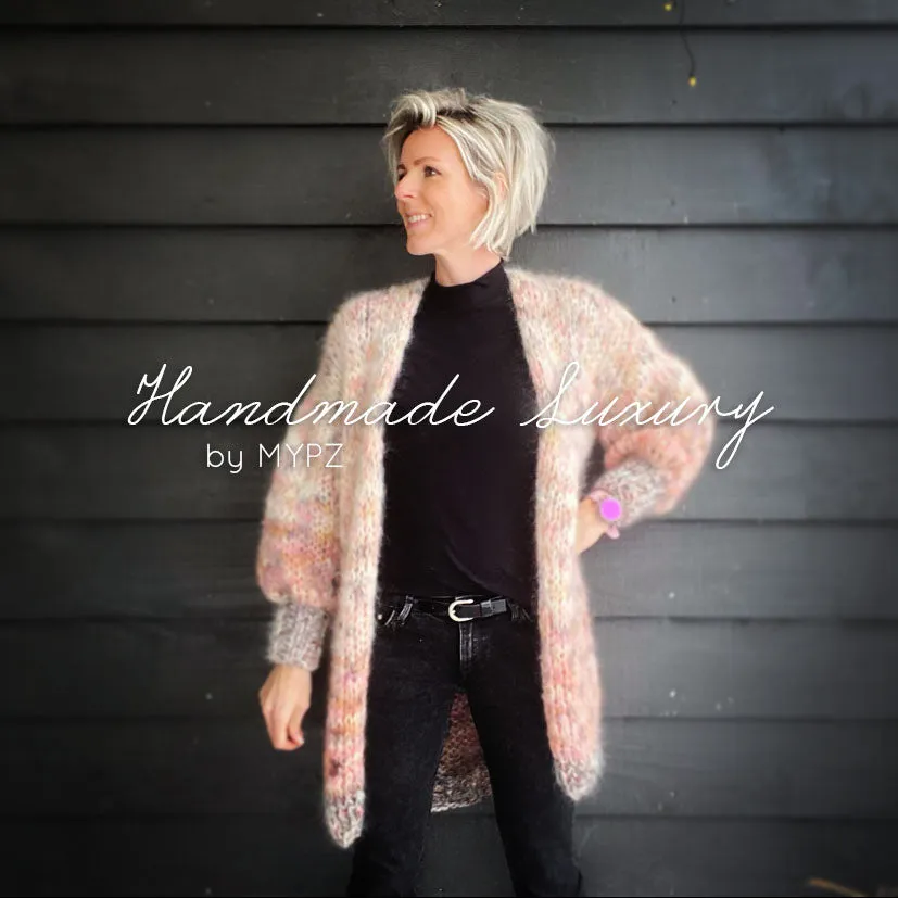 MYPZ Half Long Chunky Mohair Cardigan Brown Love