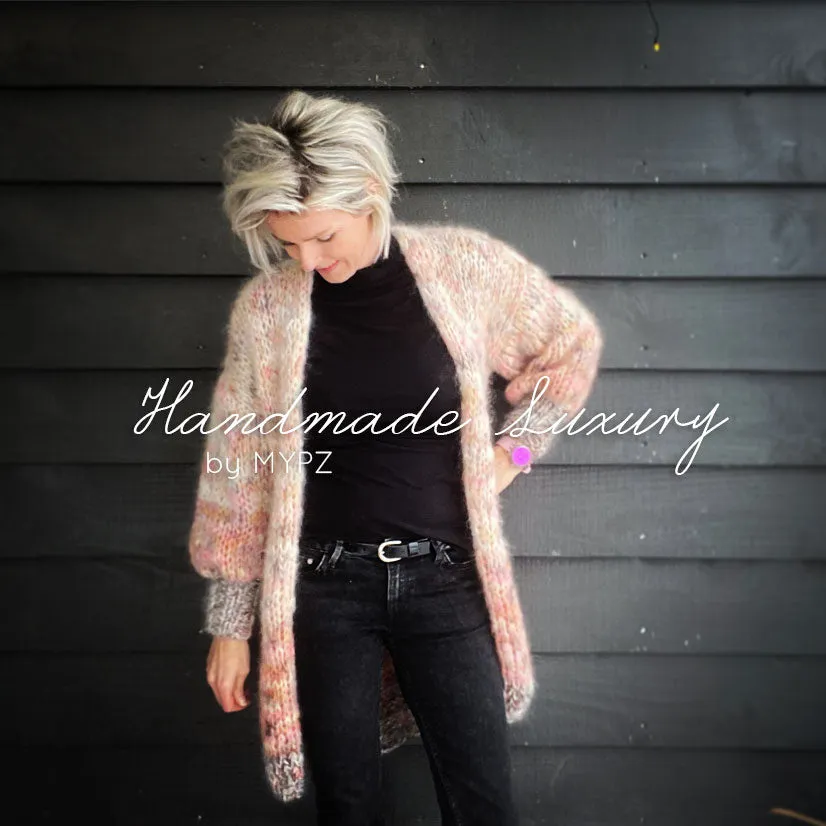 MYPZ Half Long Chunky Mohair Cardigan Brown Love
