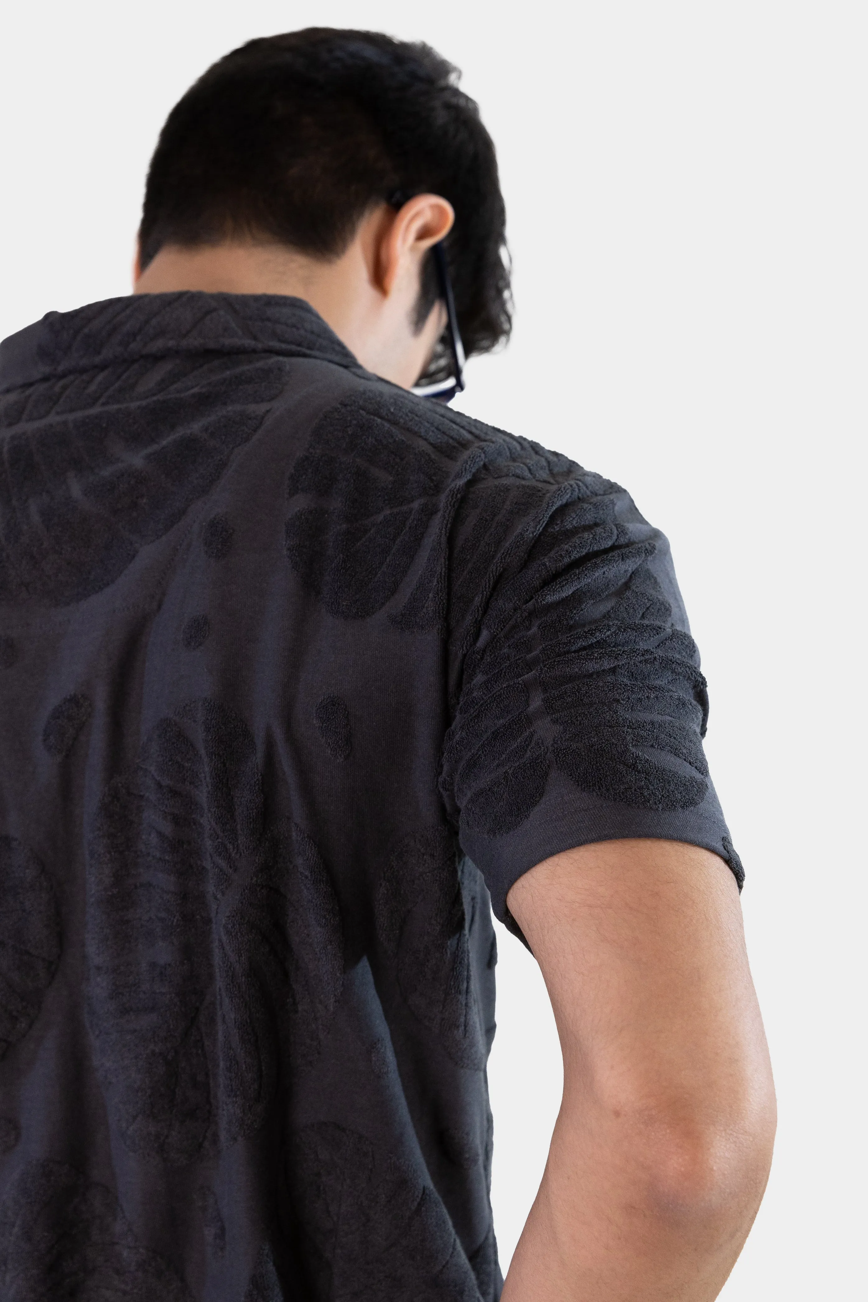 Palm Haven Cuban Collar Shirt - Black