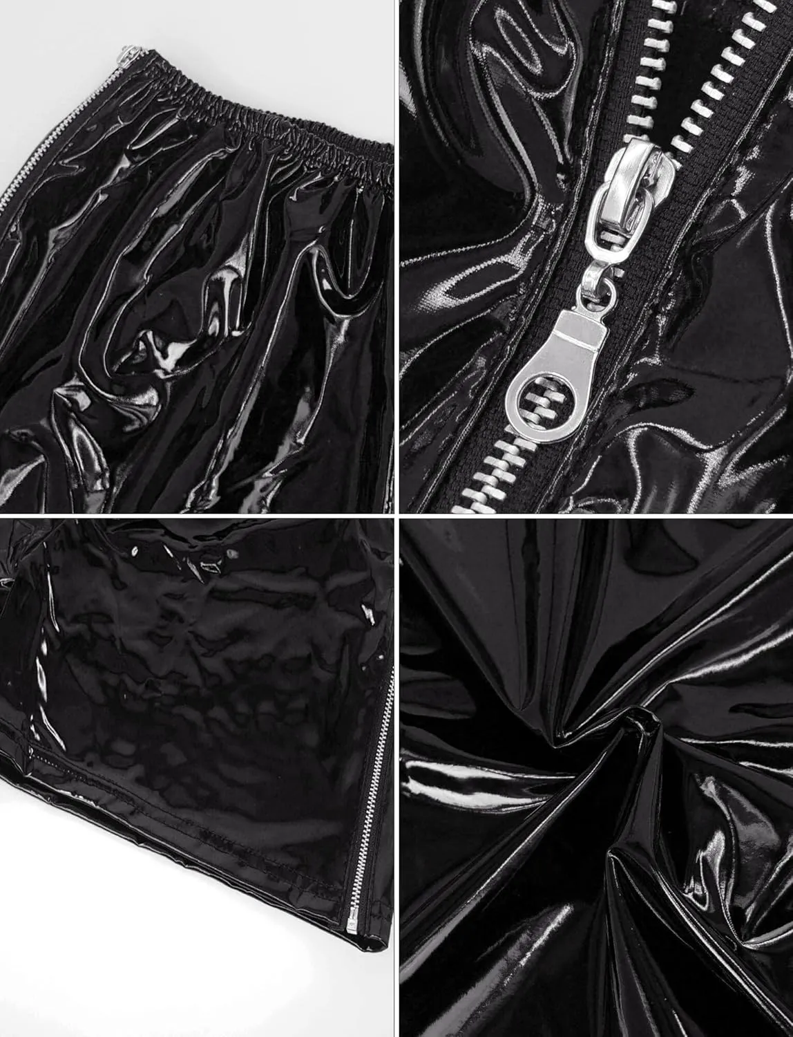 Panegy Mens PVC Leather Boxer, Sexy Open Crotch Zipper Shiny Matte Hot Short Pants (Label L-5XL= US XS-2XL)
