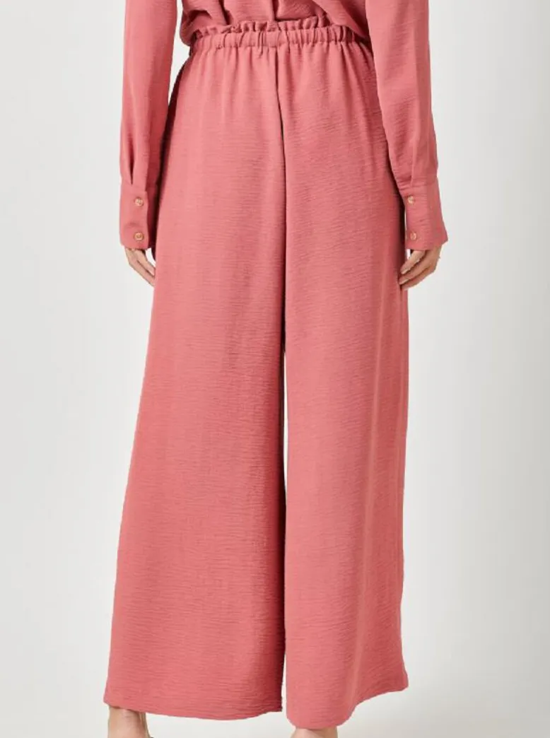 Paperbag Waist Wide Leg Pant [Berry-60154]