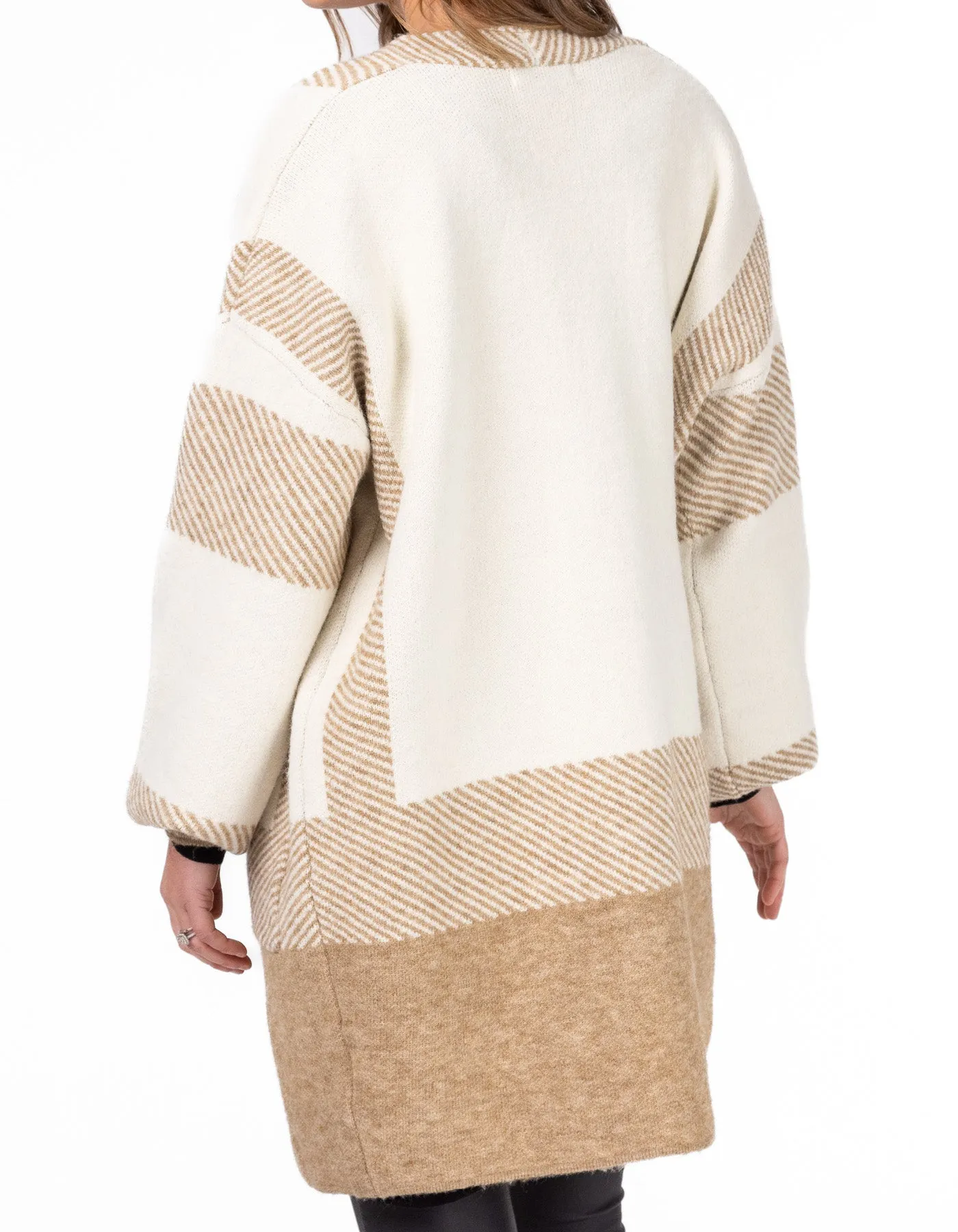 Paragon Edge to Edge Wool Blend Cardigan in Beige/Cream