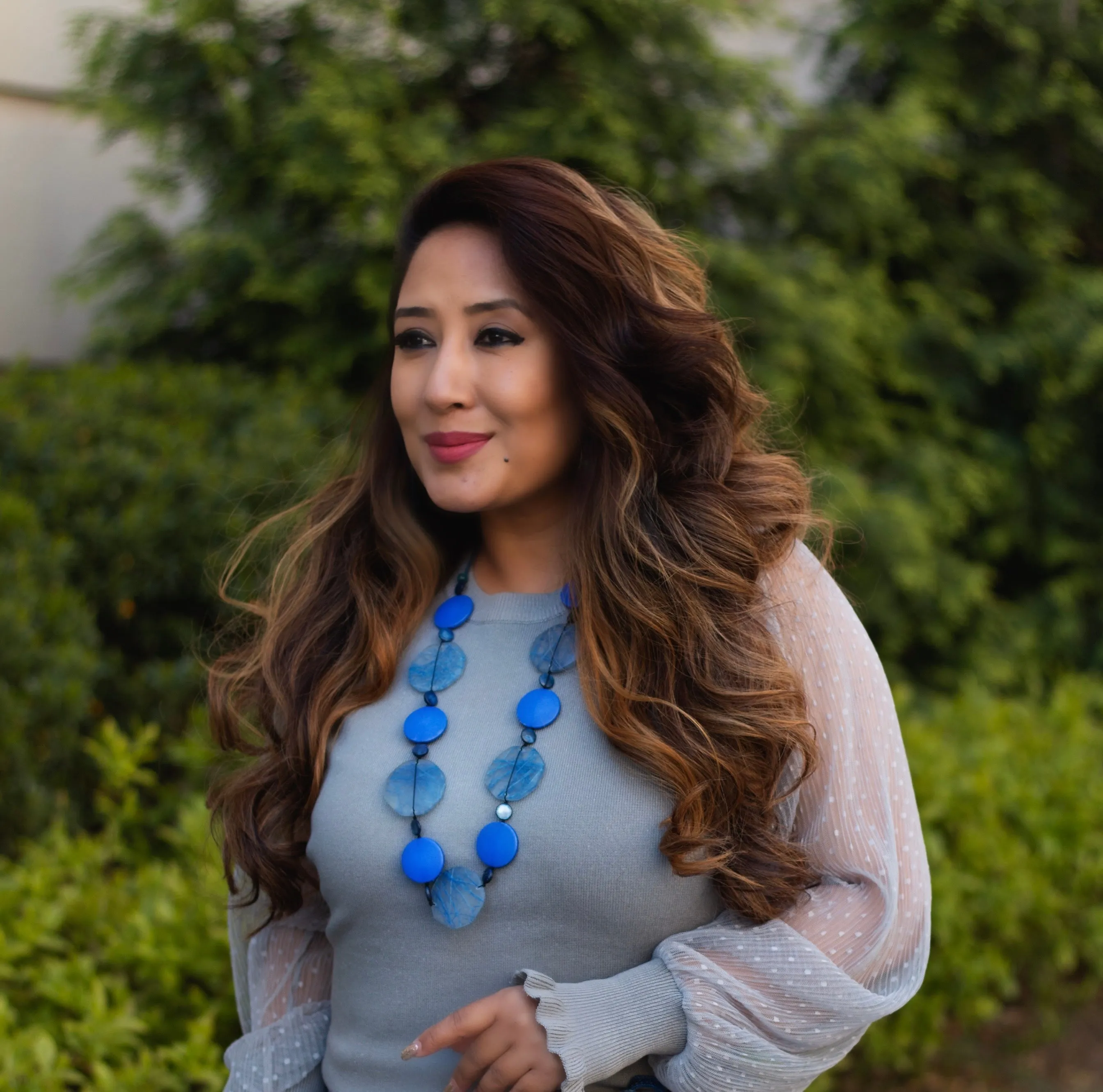 Polka Dot Mesh Lace Sweater Top